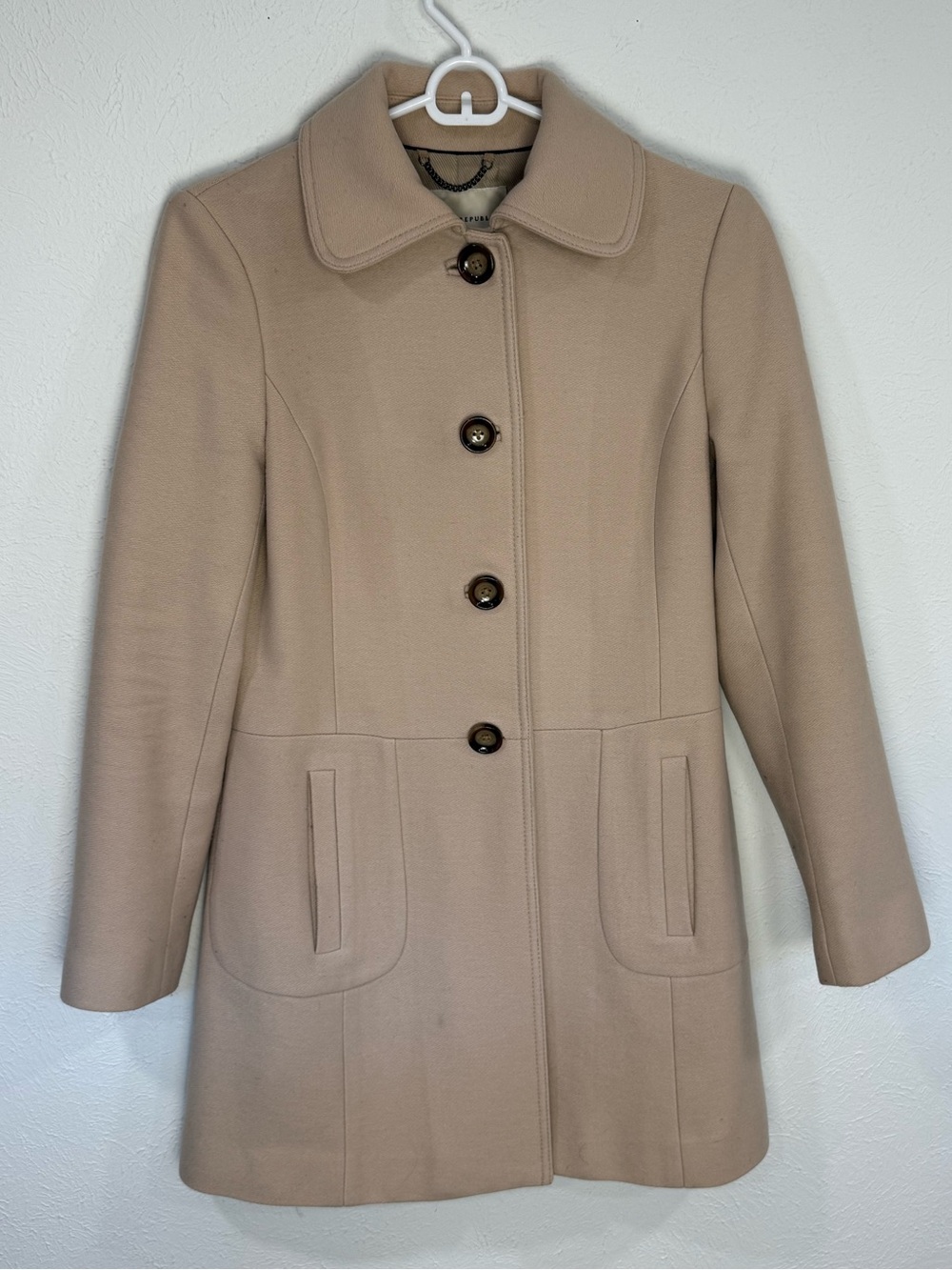 Banana Republic Italian Wool Camel Car Coat XS Quiet Luxury